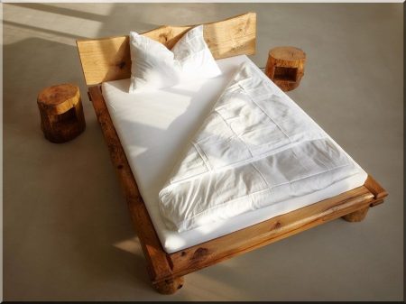 Cadre de lit poutre en chêne