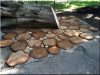 Putting of wooden flagstone