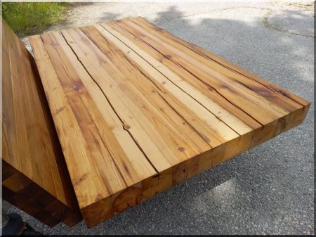 Table top made of antique wooden beams