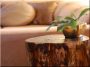 Storage table, natural wood logs