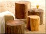 Storage table, natural wood logs