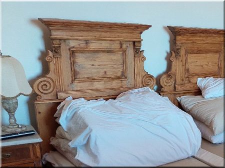 Waxed folk furniture, bed frame
