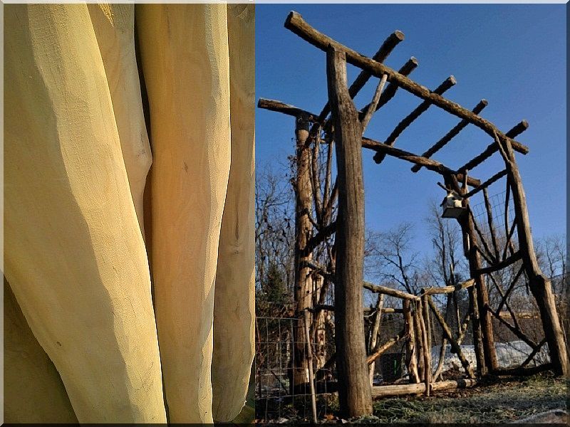 Pergola csiszolt akác rönkökből Pergola csiszolt akác rönkökből