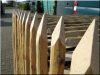 Fence made of halved acacia wood elements