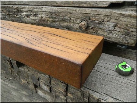 Shelf made of antique wooden beams