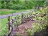 Curved fence elements made of acacia wood