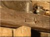 Shelf made of antique wooden beams